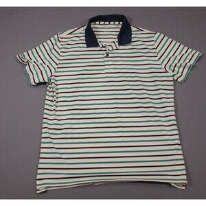 Bonobos Golf Polo Shirt Men Off White Striped Performance Stretch Slim Fit Sz XL
